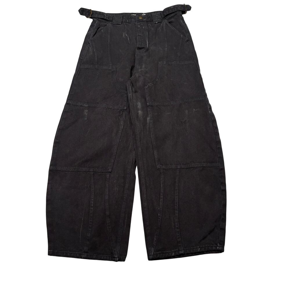 Shinzo Baggy Denim Twill Jeans Men's 29x27 Double Knee Black Japanese Streetwear